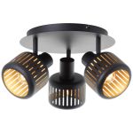 Brilliant Tyas Plafondlamp  Aluminium Metaal Zwart Goud | 370mm -  Geschikt voor 3x E14