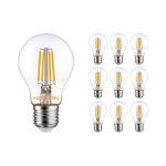 Voordeelpak 10x Noxion Lucent Filament LED E27 Peer Helder 7W 806lm - 827 Zeer Warm Wit | Vervangt 60W
