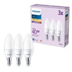 Voordeelpak 3x Philips Lamp LED E14 Kaars Mat 5W 470lm - 827 Zeer Warm Wit