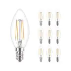 Voordeelpak 10x Philips Corepro LED Kaars E14 Filament Helder 4.3W 470lm - 827 Zeer Warm Wit | Vervangt 40W