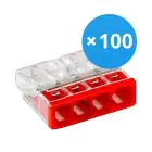 Voordeelpak 100x Wago 2273-204 Lasklem Verbindingsstuk | 4 Kabel Aansluiting